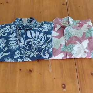 Mens Hawaiian Shirt Lot Blue Floral Men's Size Medium